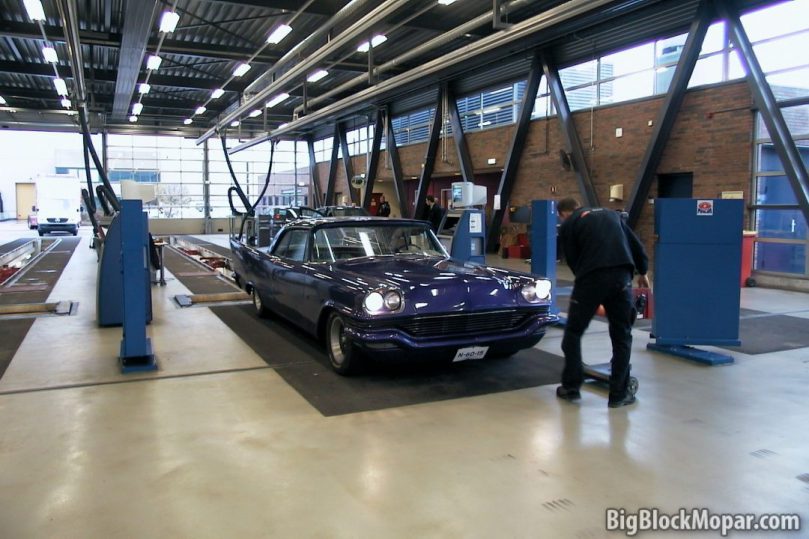 1957 Chrysler Windsor Custom at the RDW (DMV) - Headlight alignment check