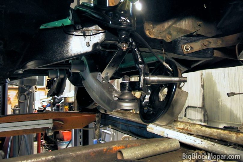 Front suspension rebuild - Lower control arm installed with new ball joint and spindle
