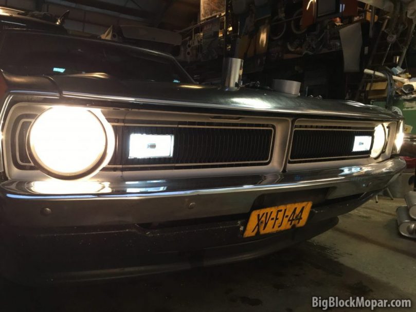 Frontview of the White LED bulbs with headlights on