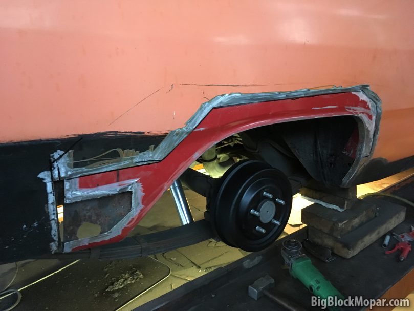 Dodge Dart Rear Fender Trial fitting replacement section