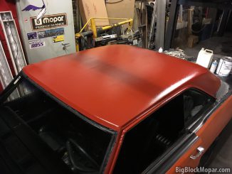 1973 Dodge Dart primered roof 2nd coat