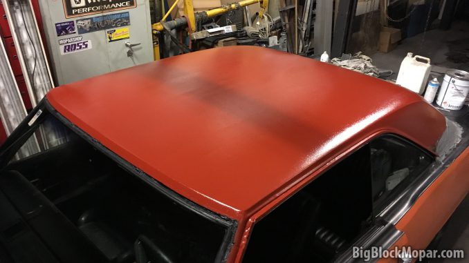 1973 Dodge Dart primered roof 2nd coat