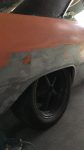 1973 Dodge Dart passenger side rear fender sanding and prep